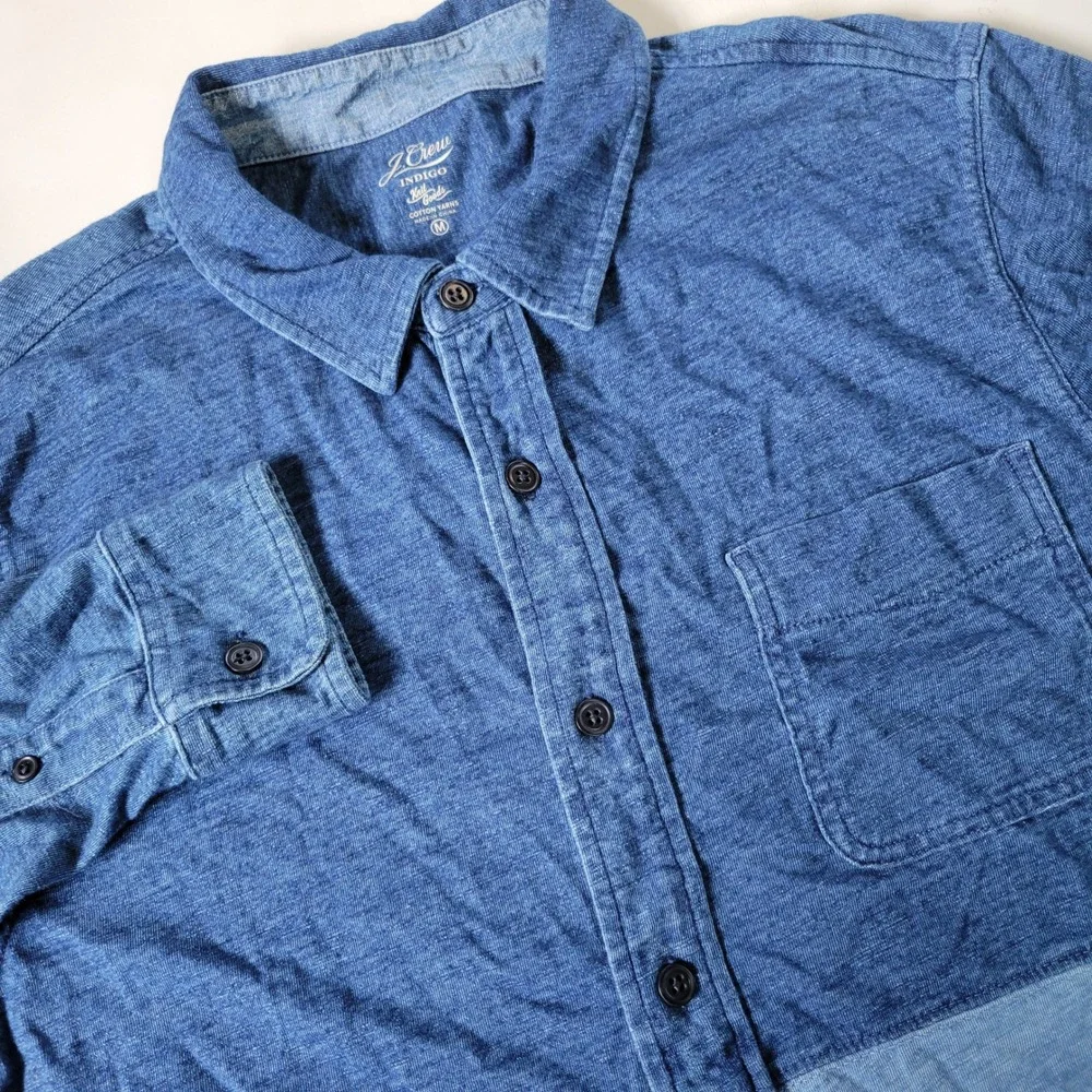 J. Crew Indigo Knit Goods Two Tone Long Sleeve Shirt Mens‎ Size M